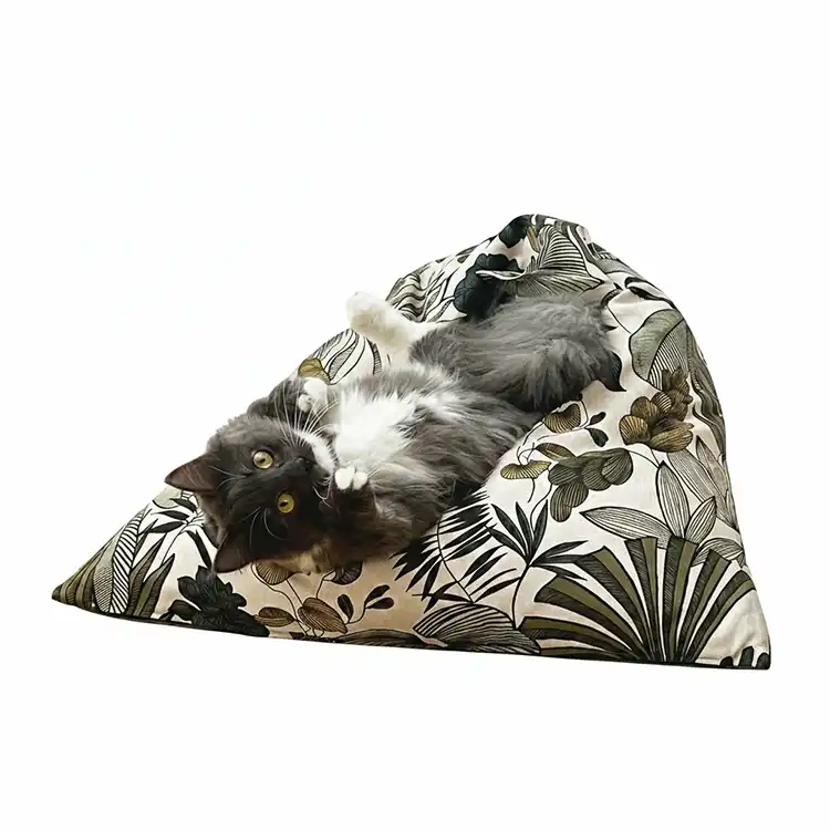 Berlingots XL et S  - Couchage chat stylé - Kaki Feuillage Tropical
