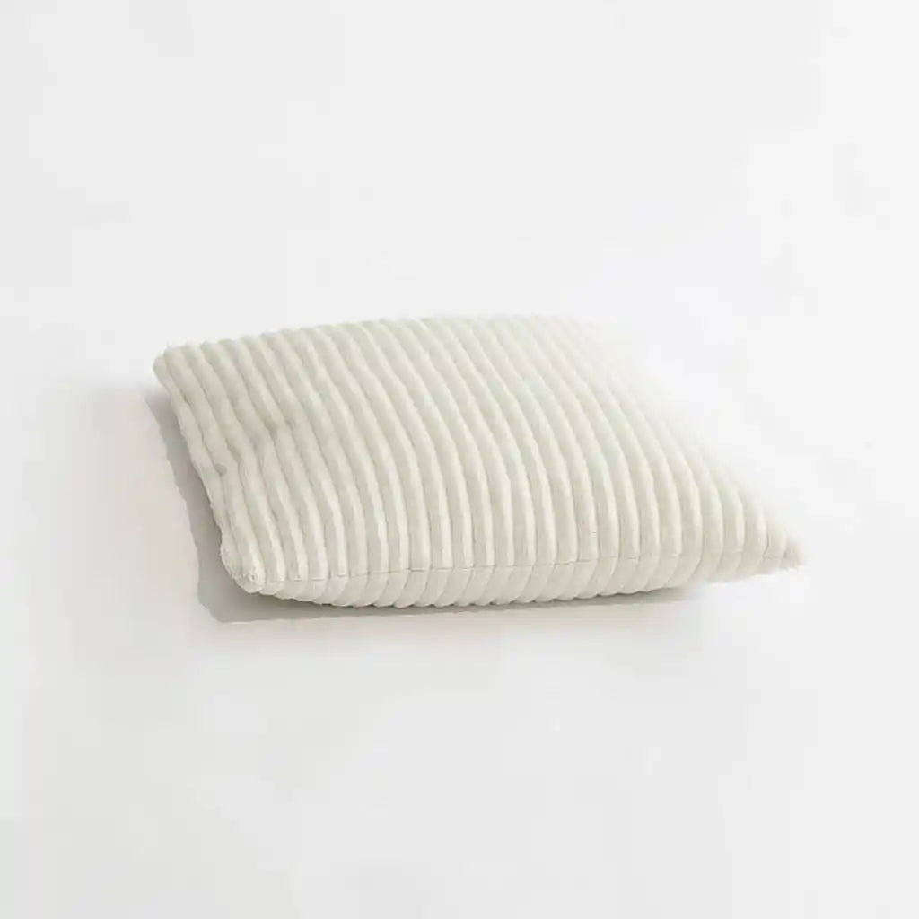 Coussins Design Chat - Velours Côtelé Taupe et Ecru