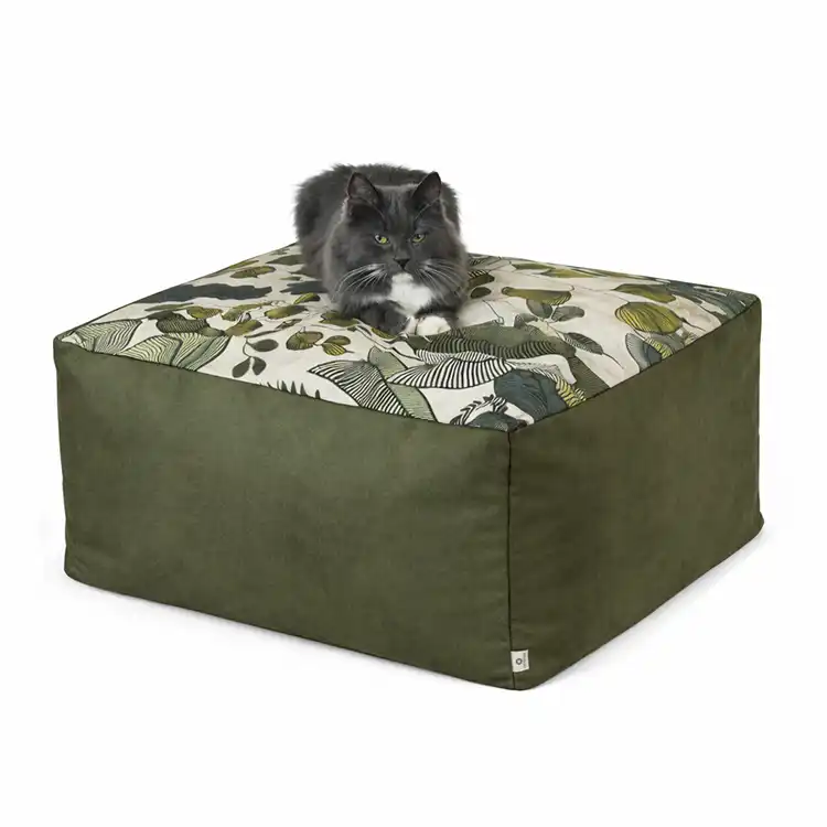Cubes XL et S  - Couchage chat stylé - Kaki Feuillage Tropical