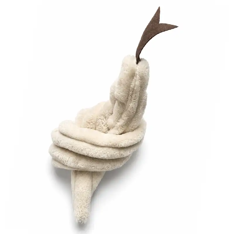 jouet pour chat forme serpent long cataire france doudou velours ecru