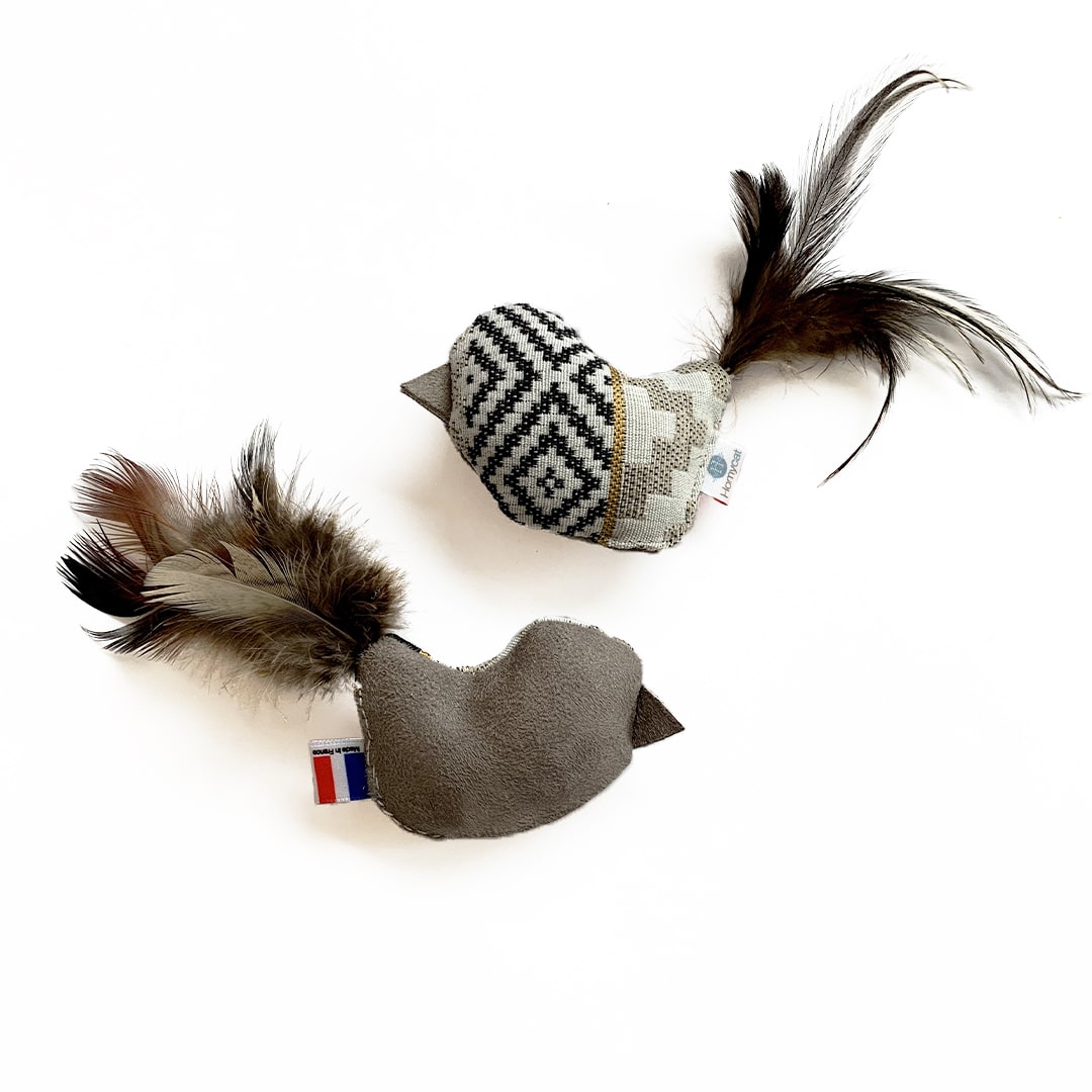 Pack Frenchy - 3 x Jouets pour chats Made in France (oiseau, souris, coeur)