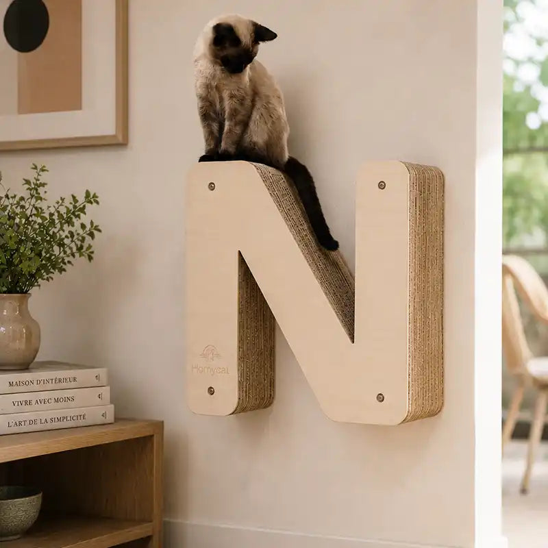 Lettre griffoir mural pour chat au choix (A à Z)