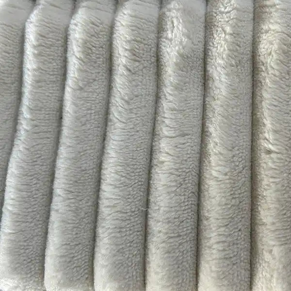 Pouf Cube Design Chat - Velours Côtelé Taupe et Ecru