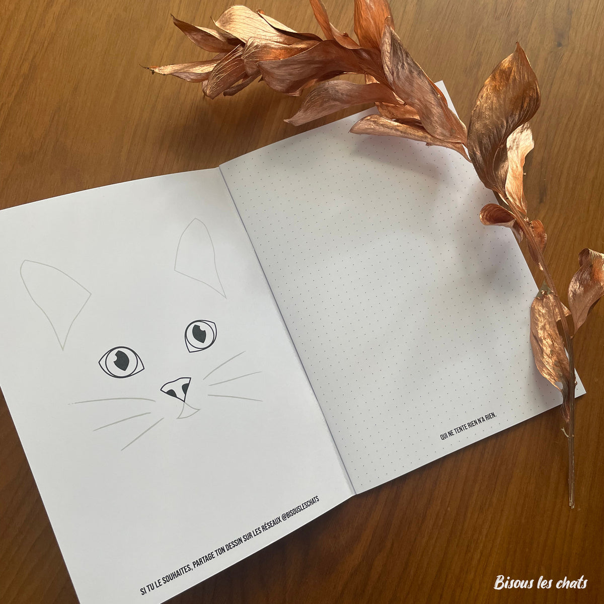 Dessin à compléter dans le Carnet motif pelage chat tricolore de chez Homycat