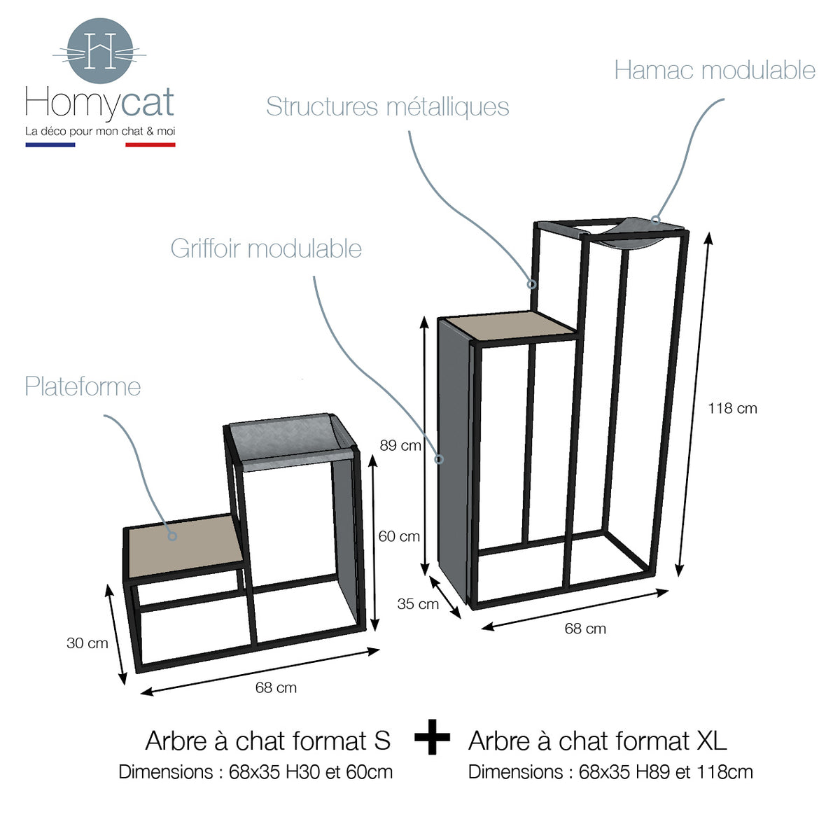 Grand arbre à chat design Élégance - Format XL